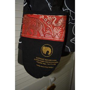 Water Bottle Crossbody Pouch Red Black Elephant Sanctuary Thailand Chiang Mai